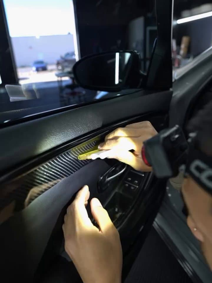 BMW M5, carbon fiber look interior trim wrap at Woks Detailing, photo 5