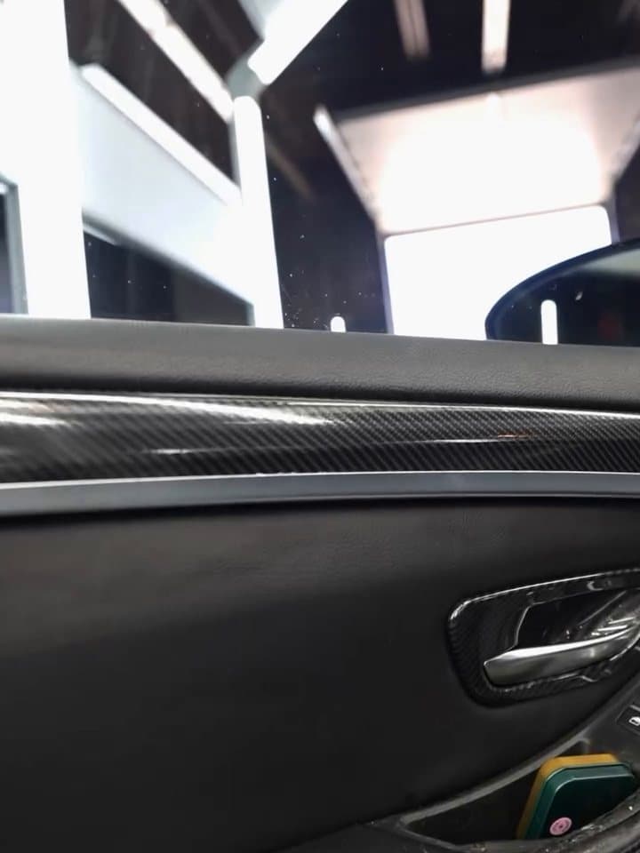 BMW M5, carbon fiber look interior trim wrap at Woks Detailing, photo 7