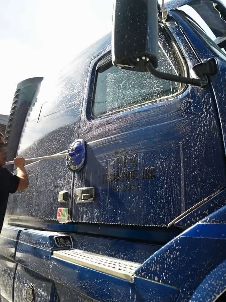 Semi truck and trailer, basic exterior wash at Woks Detailing, photo 6